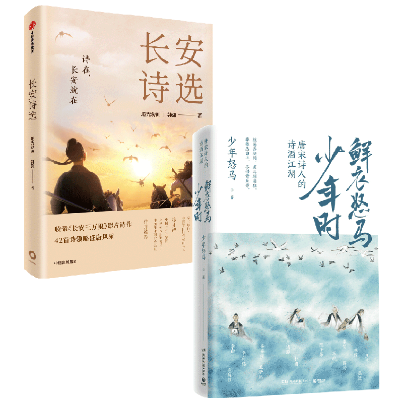 【赠诗人群像画卡+长幅折页】长安诗选+鲜衣怒马少年时 唐诗宋词里的飞扬人生 追光动画等 著 收录长安三万里42首诗歌 文学