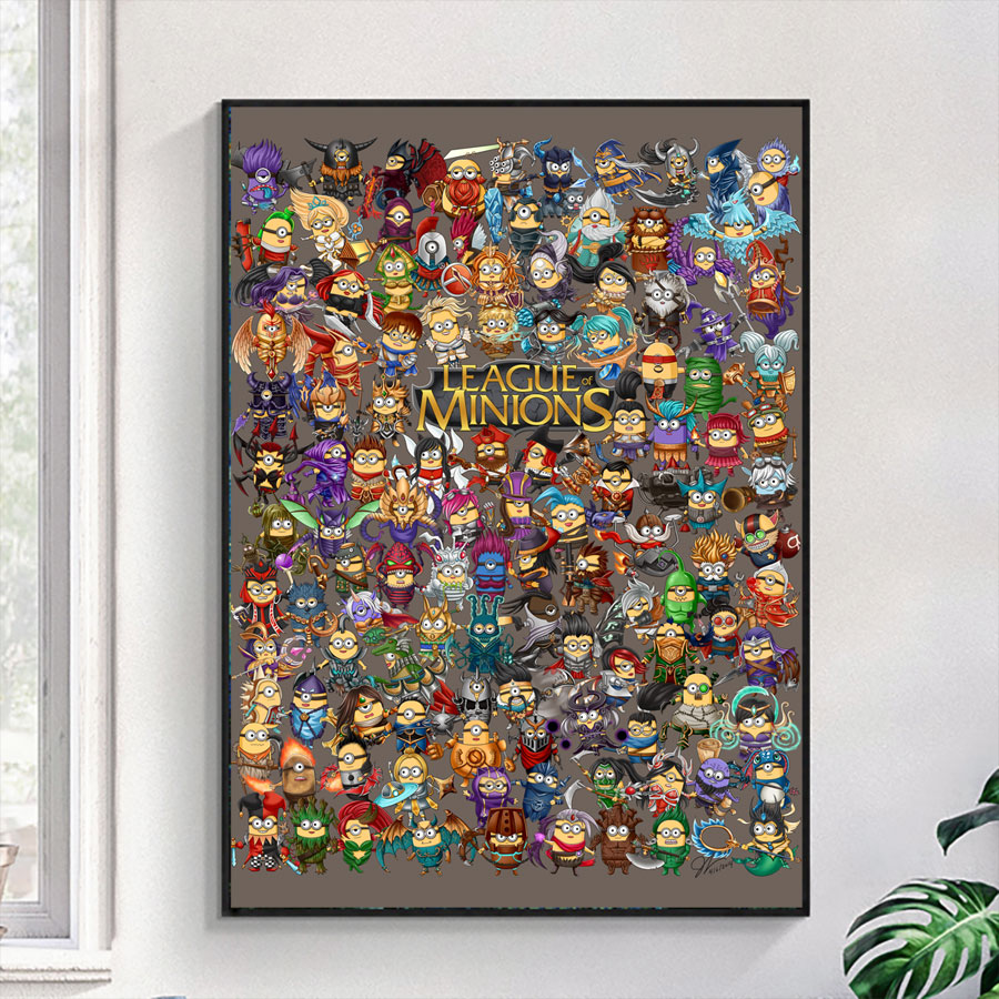 小黄人英雄联盟Q版海报 LOL Minions萌版可爱游戏人物挂画装饰画