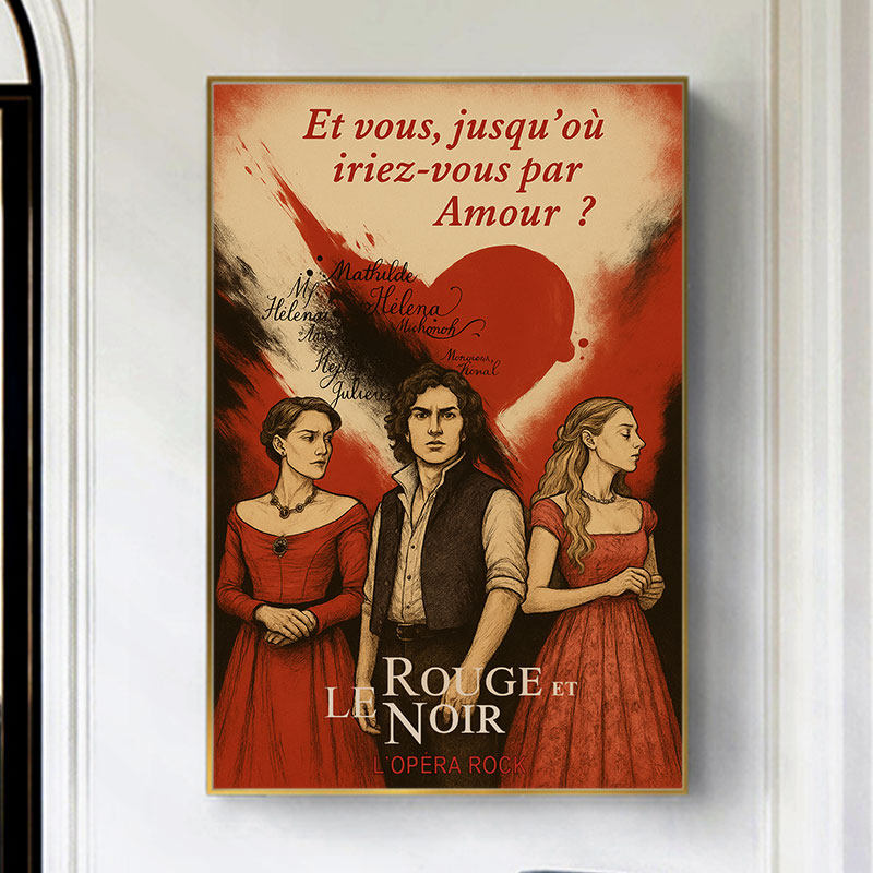摇滚红与黑音乐剧海报Le rouge et le noir法语歌剧装饰画挂画
