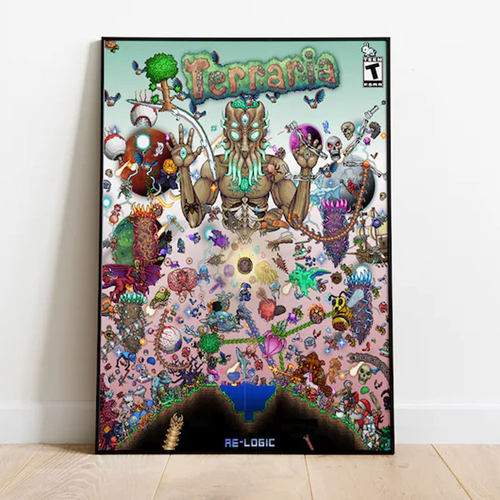 泰拉瑞亚Terraria游戏海报 ACG沙盒探险二次元墙画卧室挂画装饰画