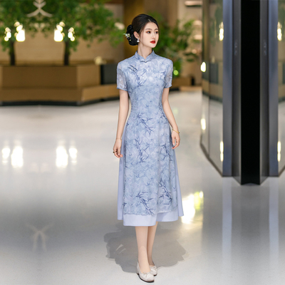 奥黛旗袍改良版连衣裙妈妈女夏装