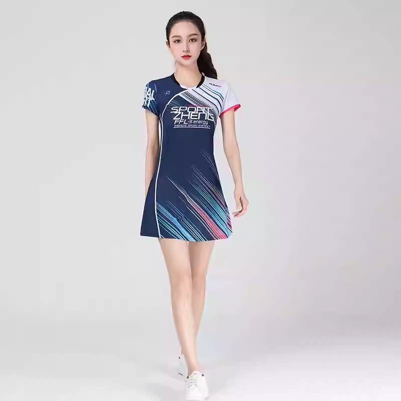 羽毛球服短袖连衣裙速干透气运动