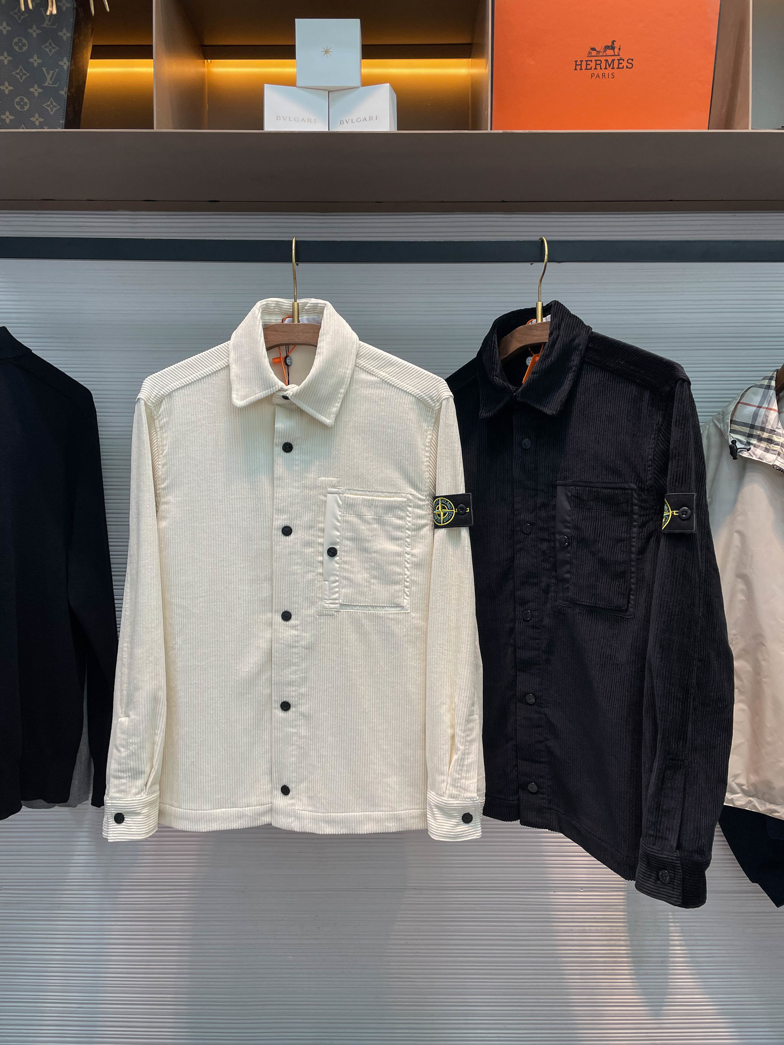 thumbnail for Stone-style corduroy shirt jacket for men, 2026 autumn vintage armband, utility lapel loose casual jacket