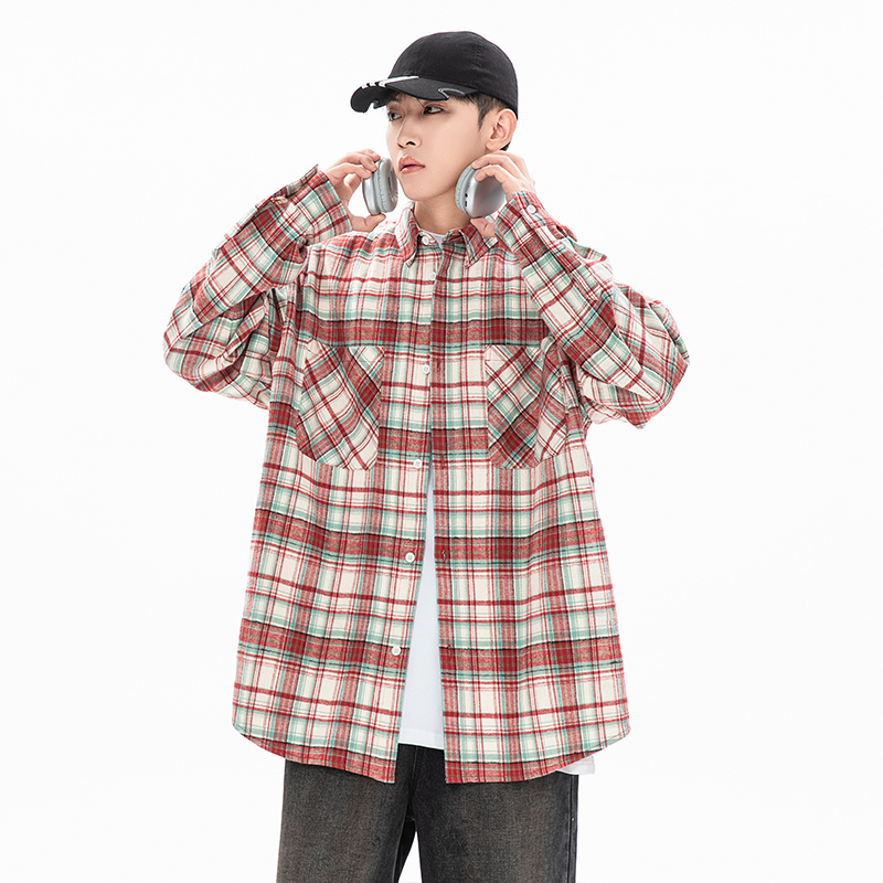 gboy studio第四十九天男装GOODBAI白敬亭Anniehall长袖格子衬衫