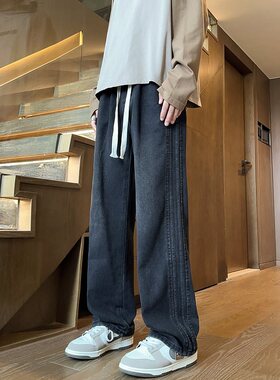 GBOY studio亿万少年SHIJOIN时有1807 OnLine纯色织带水洗牛仔裤