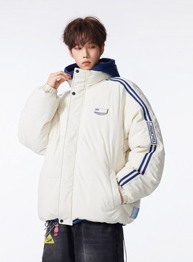 GBOY studio物空宋松akiko秋子男装pd大人假两件连帽宽松加厚棉衣