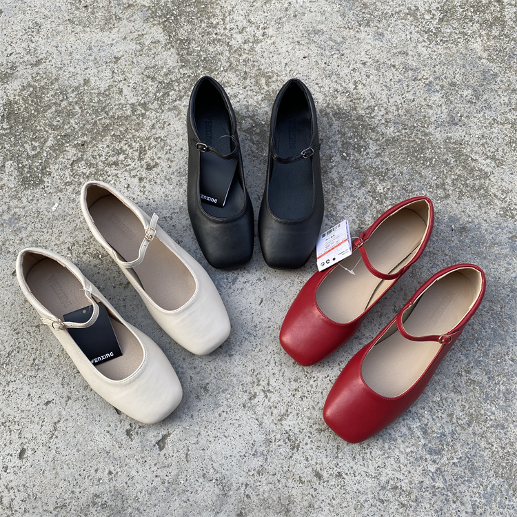 玛丽珍单鞋一字扣带软面