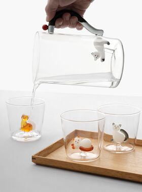 ichendorf  塔比猫系列 意大利手工玻璃杯宠物猫水杯挂耳杯马克杯