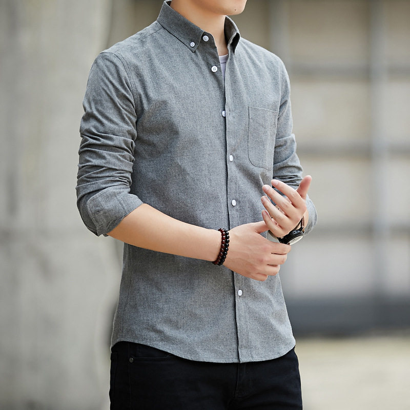 2020 new pattern man Length shirt men's wear Oxford leisure time shirt man Self cultivation Korean Edition Solid shirtin the Men's clothing, Shirt  category - from Buy2taobao.com to provide professional Taobao agent buy service