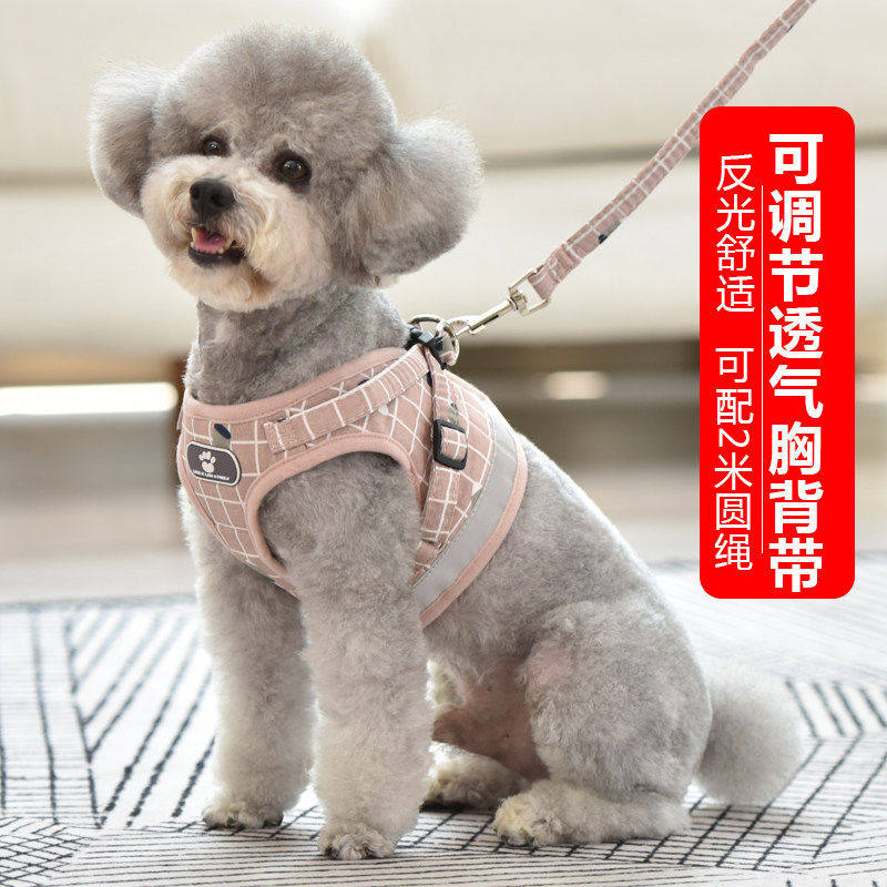 幼犬牵引绳背心式夏天遛狗小型背带狗绳外出泰迪胸背带牵引绳