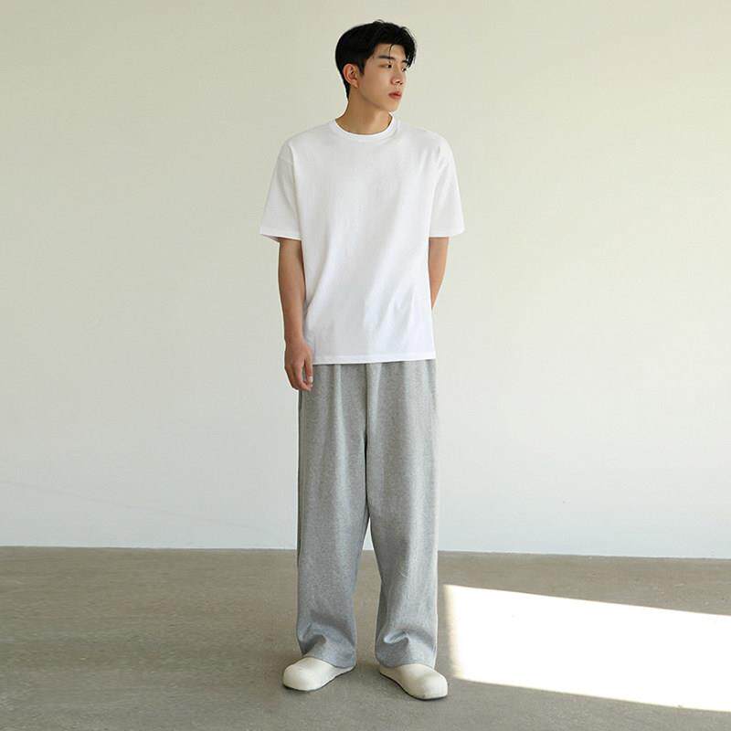 闲MRCYC裤子男春秋裤韩系XSV潮流阔腿卫纯棉士宽松灰色运动裤休长
