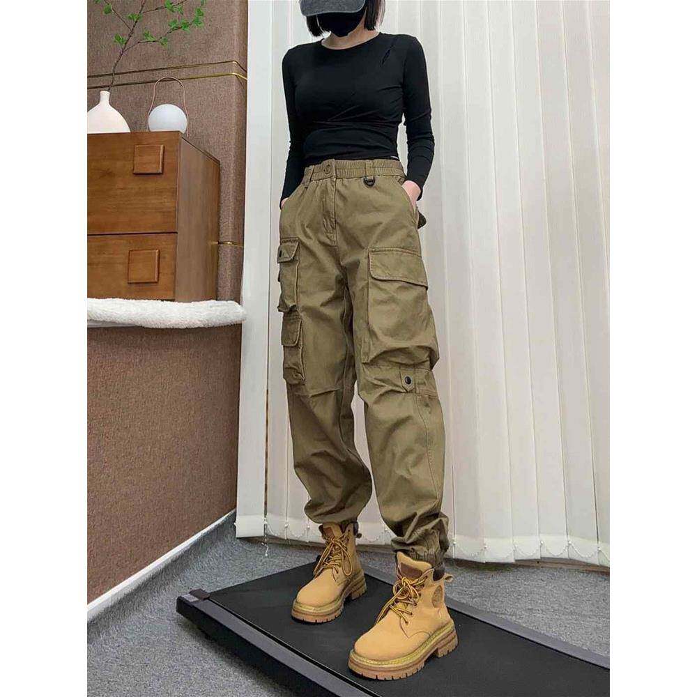 秋美冬式哈宽松ILH工裤男女潮流装多口袋束脚伦裤重磅覆古百搭休