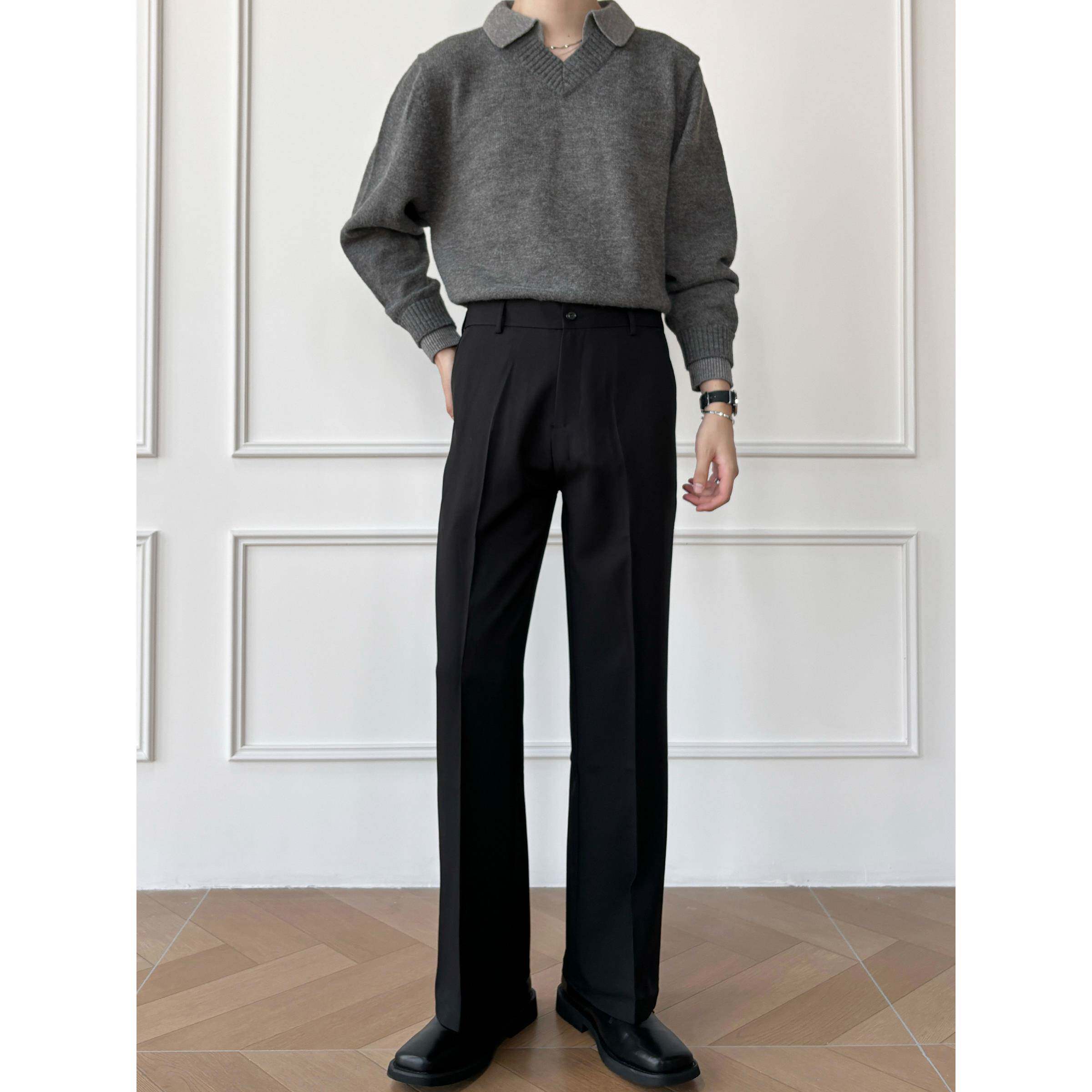 男笙 2025秋季韩系高腰垂感微喇西裤 cleanfit通勤微宽松显高西裤