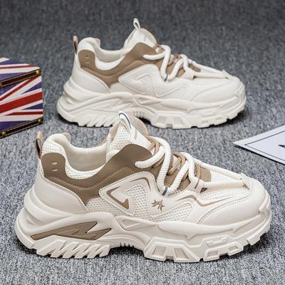 男鞋新款2025春季学生潮流百搭网面透气运动休闲 鞋男士厚底老爹