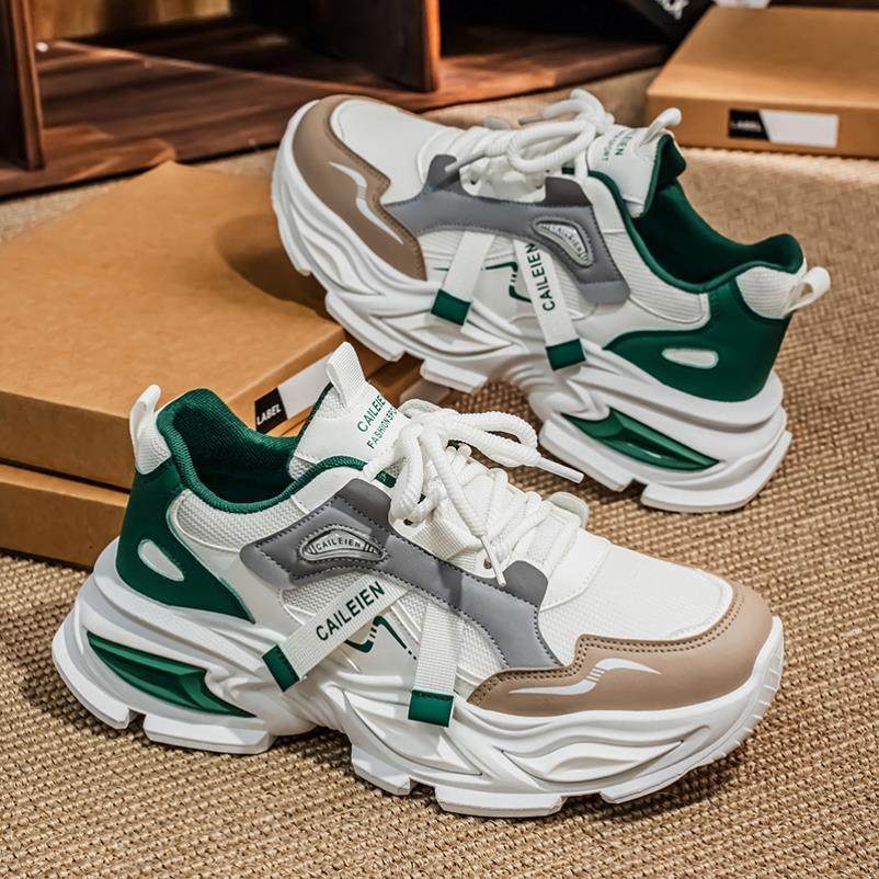 秋冬男鞋新款透气网面运动鞋子男潮流百搭厚底增高休闲老爹鞋潮鞋