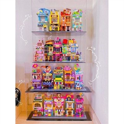 Keeppley缤纷启蒙街景积木展示盒国玩系列宝可梦防尘罩透明手办