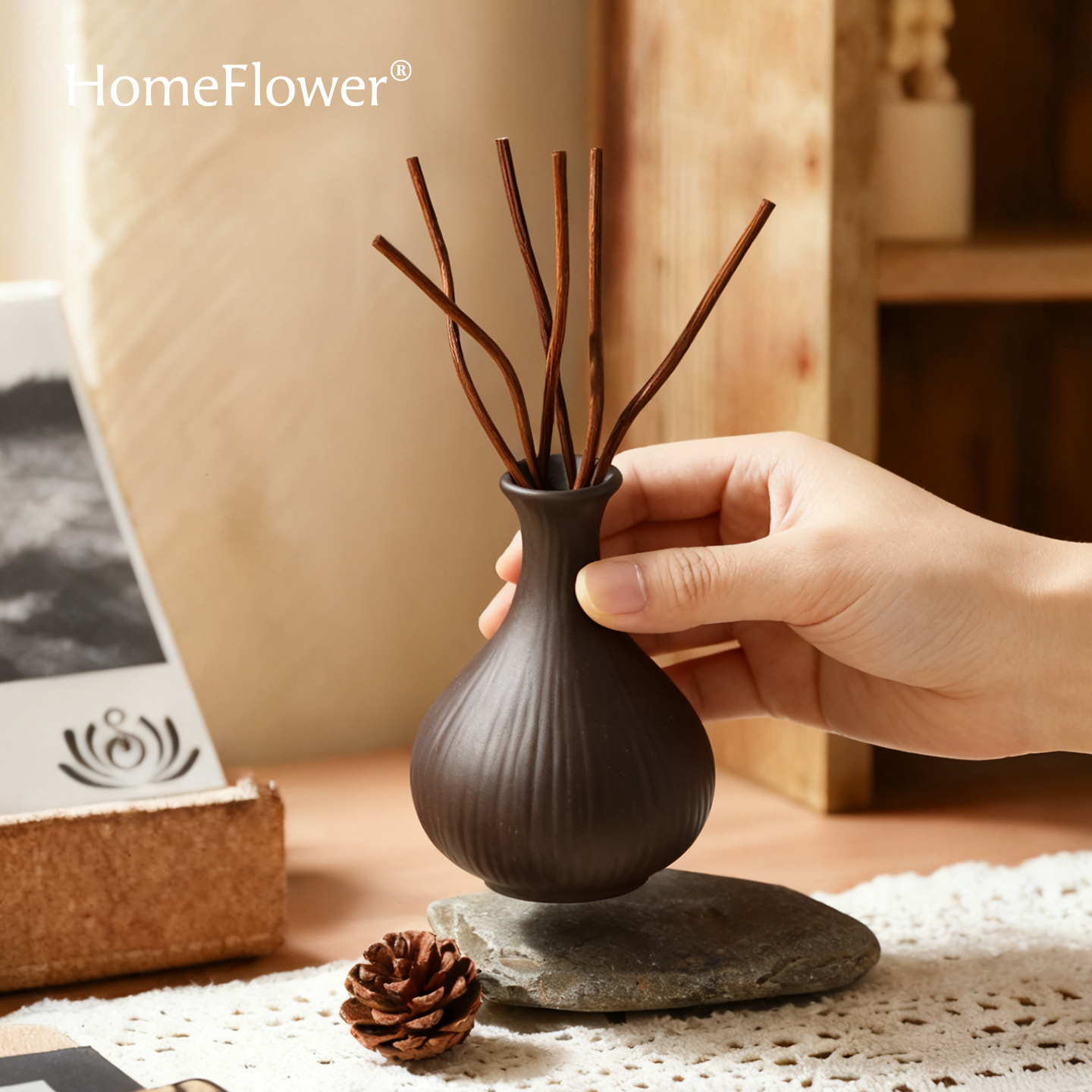 粗陶瓷香薰空瓶龙柳藤条香氛扩香