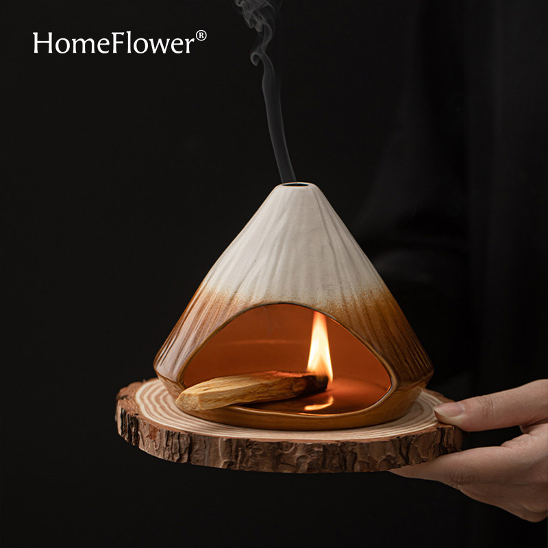 香薰炉高级感陶瓷熏香炉家用富圣木士山鼠尾草氛围感香氛壁炉摆件