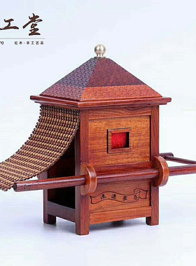 缅花梨家居官轿模型摆件复古八抬大花轿景区装饰品创意工艺品批发