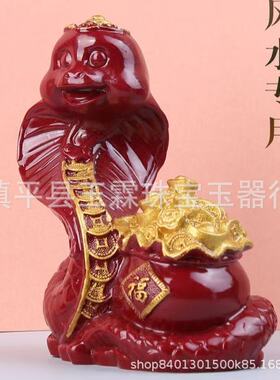朱砂紫金砂蛇招财摆件描金款家居客厅办公室转运玄关摆件
