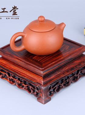 檀木雕花方形工艺品佛像摆件底座红木质雕刻茶具花瓶奇石头实木托