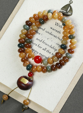 敦煌色系菩提算盘珠双圈手串福锁男女款小众多圈国风手链时尚手持