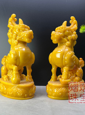 批发仿寿山石貔貅火麒麟神兽家居客厅办公摆件树脂麒麟摆设工艺品