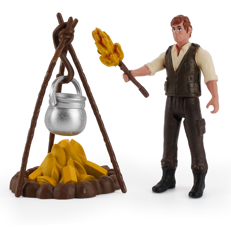 外贸仿真静态沙盘摆件模型实心迷你野外野炊人偶模型套装玩具