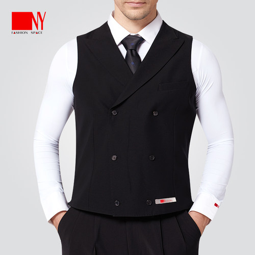 NY纳艺男士黑色双排马甲舞蹈服