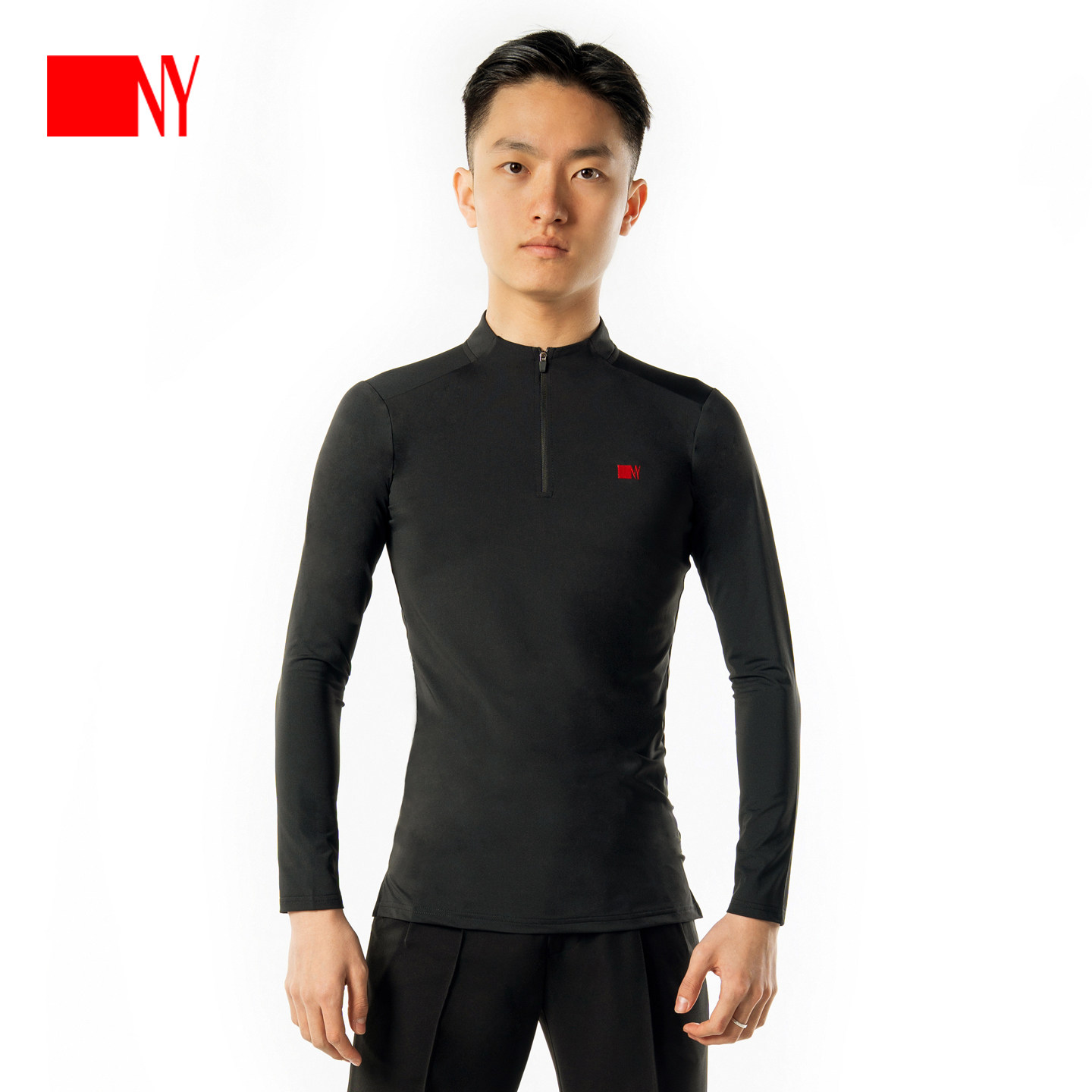 NY纳艺摩登舞舞服上衣男士长袖练习服拉丁舞成人舞蹈练功服25106S