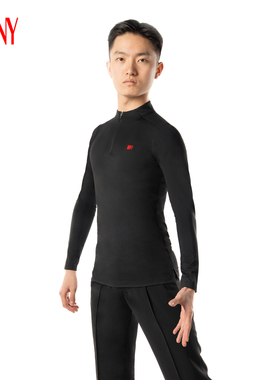 NY纳艺摩登舞舞服上衣男士长袖练习服拉丁舞成人舞蹈练功服25106S