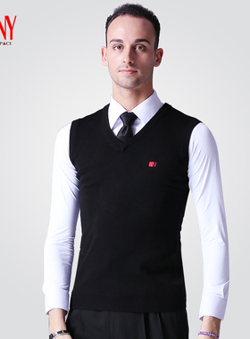 NY纳艺摩登舞上衣拉丁舞舞蹈马甲男羊毛背心练功服舞服16632SP-A