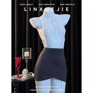 高级感蕾丝镂空透视御姐风火辣包臀裙女性感气质睡裙女套装 qqny