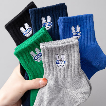 袜子男短款秋冬全棉100%纯棉7a抗菌防臭中筒袜青少年潮袜男士短袜