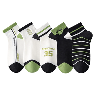 袜子男青少年夏季薄款短袜100%纯棉防臭大童中袜初中生学生短款袜