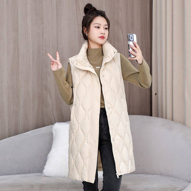 羽绒棉马甲女中长款加厚马夹宽松显瘦修身坎肩秋冬外穿背心外套潮