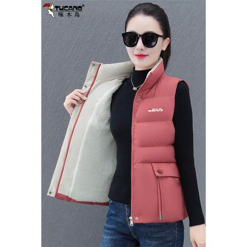 啄木鸟羽绒棉马甲女秋冬