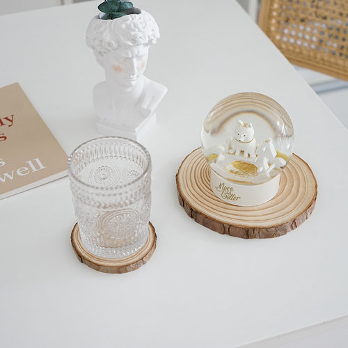 ins原木年轮香薰蜡烛垫圆形杯垫