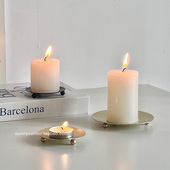 欧式 复古铁艺烛台摆件首饰展示收纳盘ins香薰蜡烛氛围感装 饰托盘