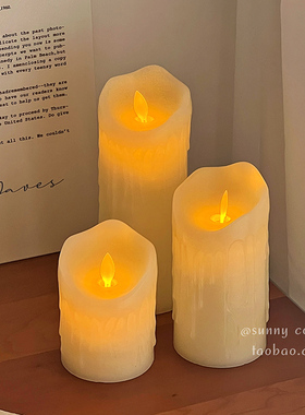 仿真烛泪摇摆灯芯led电子蜡烛灯ins浪漫氛围灯摆件桌面装饰小夜灯