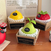 ins可爱水果香薰摆件室内卧室女生淡香香氛车载车用汽车固体香膏