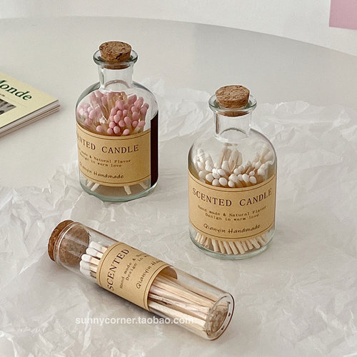 ins风复古玻璃瓶香薰蜡烛火柴