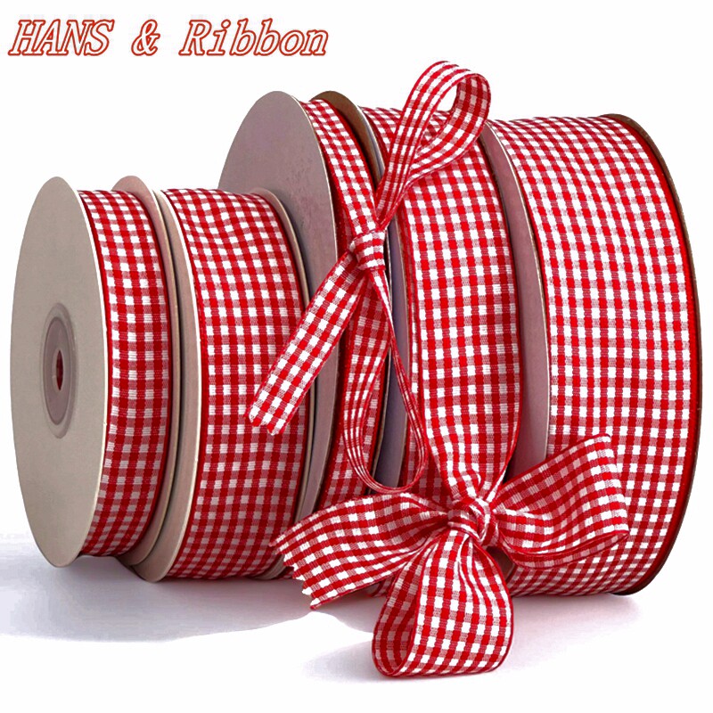 红色英伦格子缎带手工DIY发饰鲜花礼品烘焙礼品包装带蝴蝶结丝带