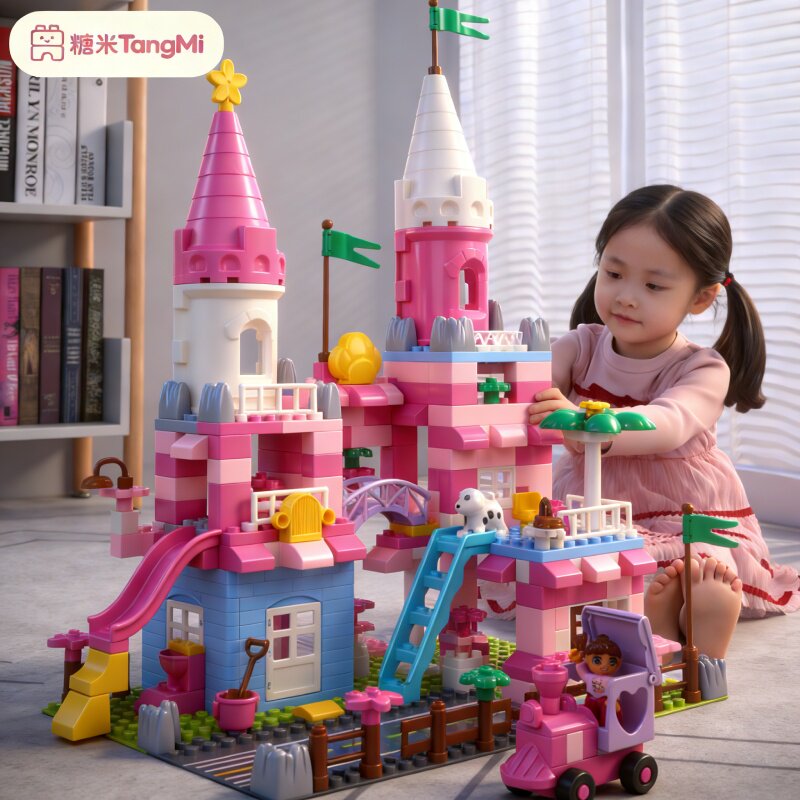 大颗粒积木拼装玩具益智女孩2宝宝3-6岁公主城堡建筑女童生日礼物