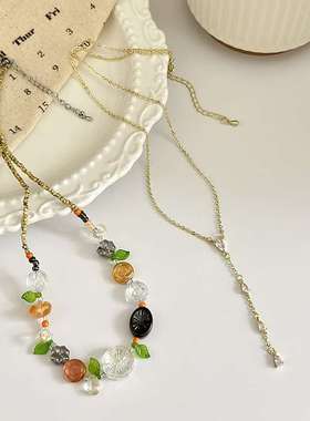 海岛落日 夏日氛围感小岛百搭甜美小众配饰植物花卉捷克珠串珠项