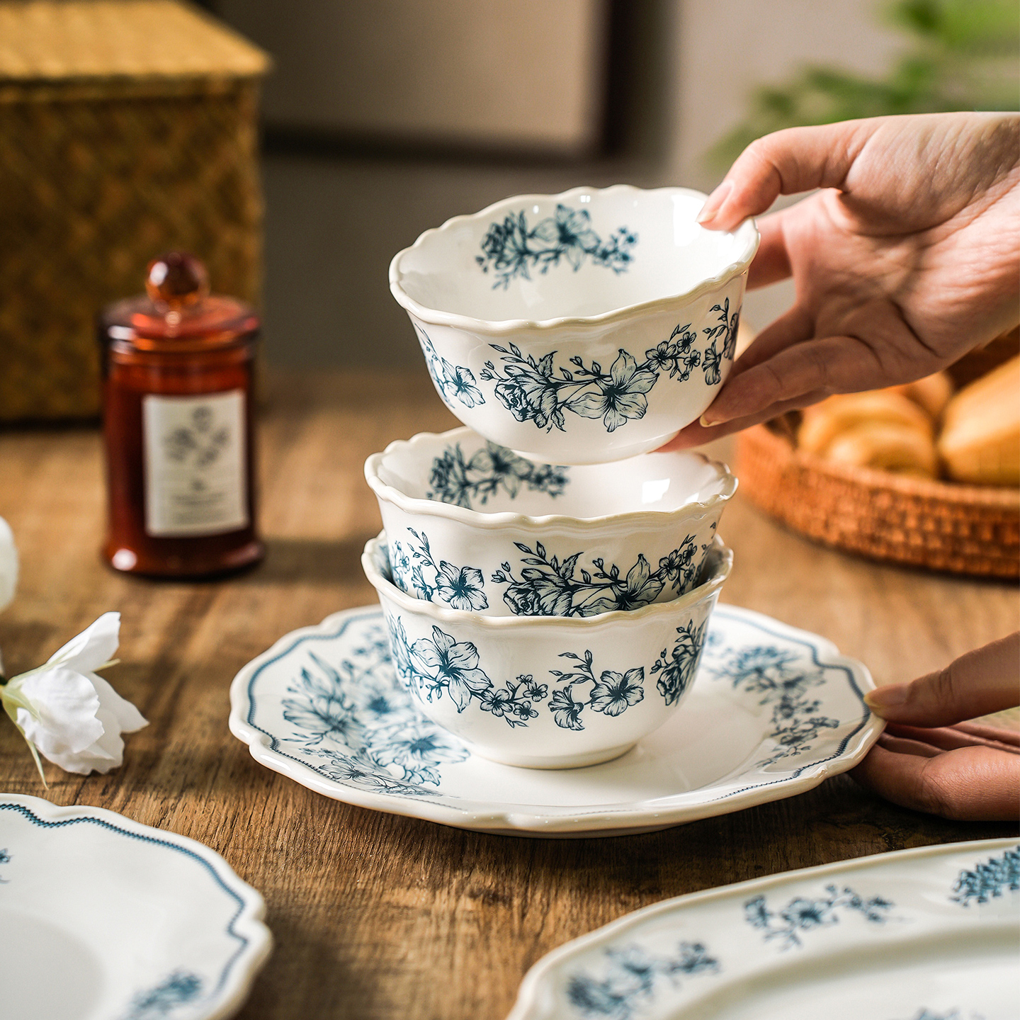 釉下彩水墨风陶瓷碗家用米饭碗