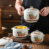 中式 陶瓷汤炖盅家用带盖隔水蒸蛋盅双耳炖汤瓦罐食品级2人份蒸盅