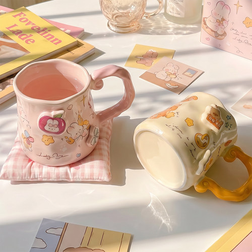 浮雕陶瓷马克杯女伴手礼咖啡杯
