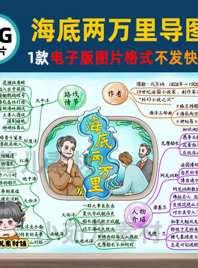B544海底两万里阅读读书思维导图电子版彩图线稿自己打印不发快递