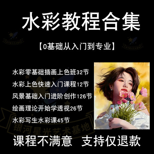 零基础水彩画画入门视频教程人物手绘插画入门漫画美术课技法自学